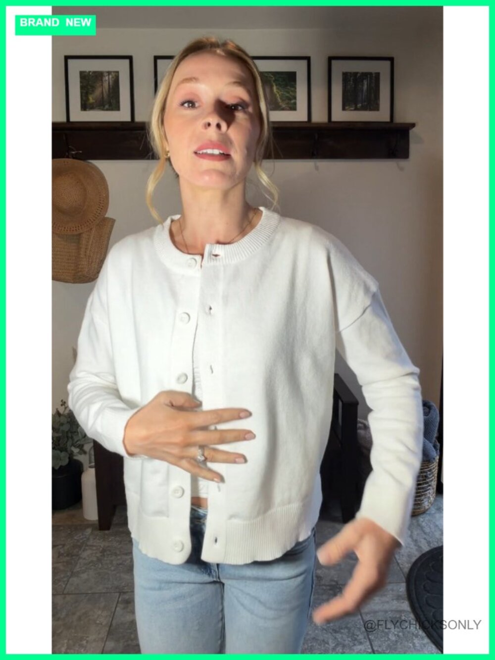 Cropped Cardigan Sweaters for Women, Cotton Button up Cardigan, Oversized Knit - Picture 6 of 6